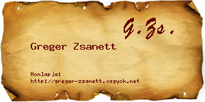 Greger Zsanett névjegykártya